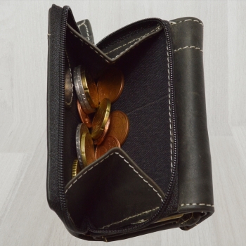 Sportlich handliche Geldkarten Geldbörse mit Münzfach und RFID Schutz (schwarz)